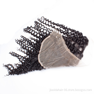 Swiss Lace Baby Hair Natural Hailline Ear to Ear 100% Raw Virgin Brazilian Human Hair Curly Lace Frontal Closure 13*4